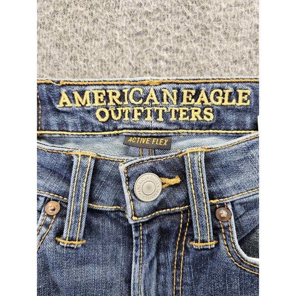 American Eagle Jeans Mens Size 26x28 (27x27) Dark Wash Fade Active Flex Athletic - Picture 5 of 10